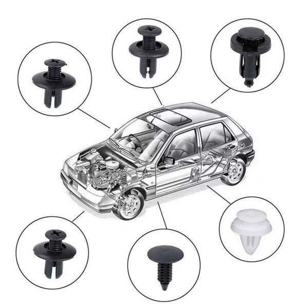 Tornilos plasticos para auto | 100 Clips de Sujeción Universales para Parachoques y Molduras + REGALO