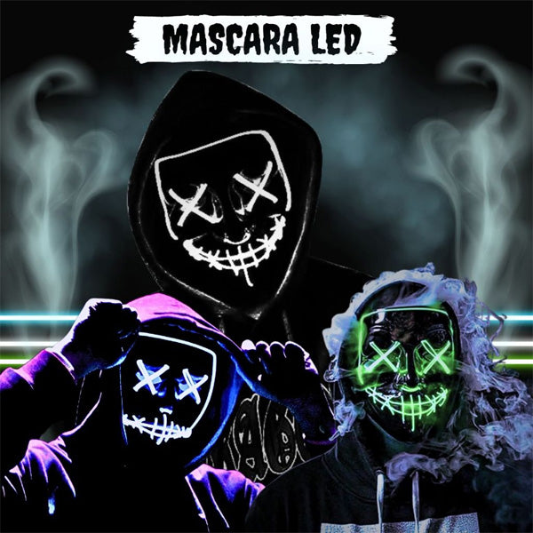 Máscara LED Neón Halloween 🎃 | Terror y Estilo Único + Regalo