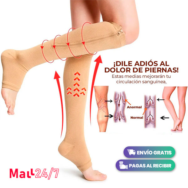 Medias de Compresión con Cierre + Gel Anti Várices GRATIS | Alivio y Circulación Perfecta