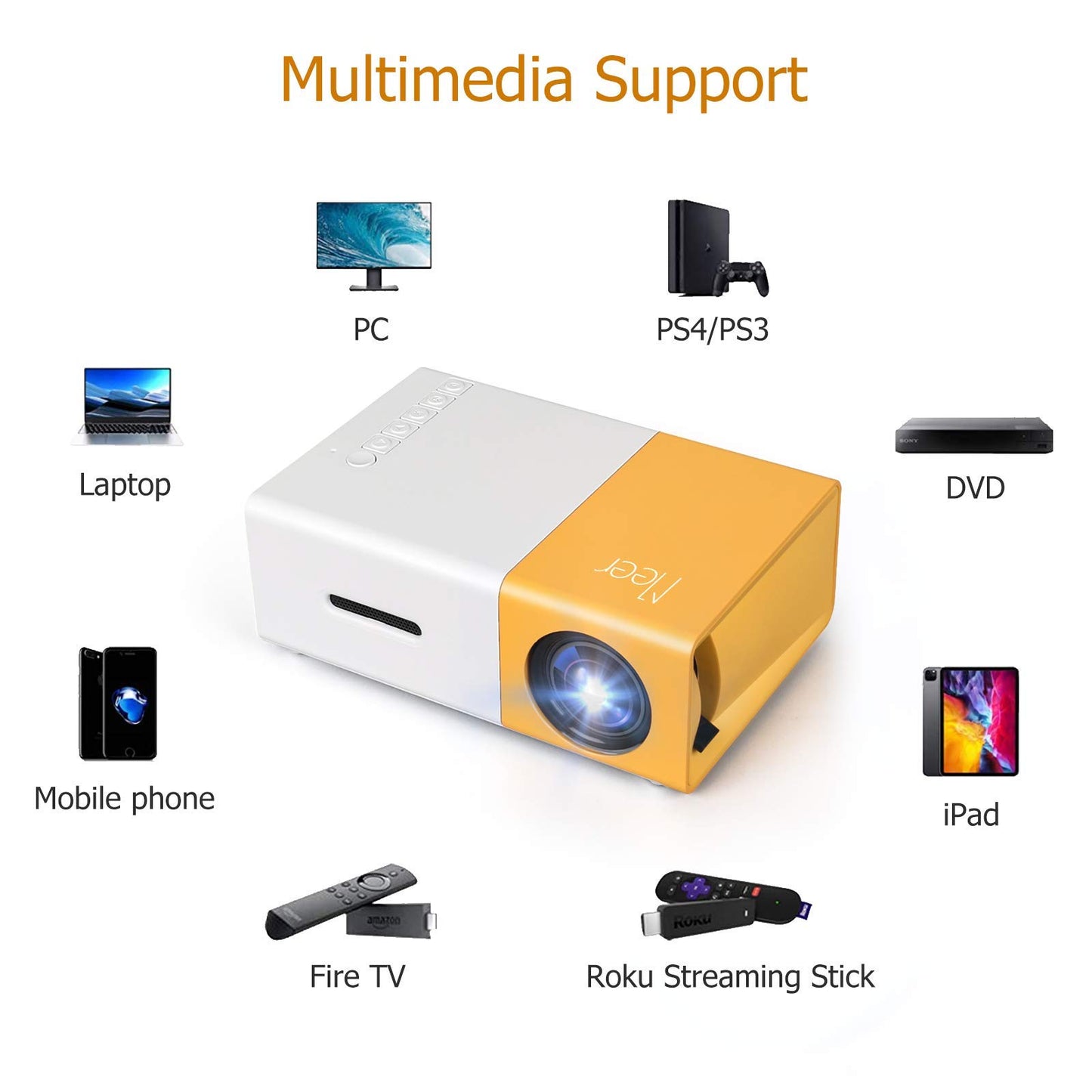 Proyector Portátil LED YG300 | Cine en Casa con Tu Celular o Consola | Full HD Hasta 60” + Envío GRATIS