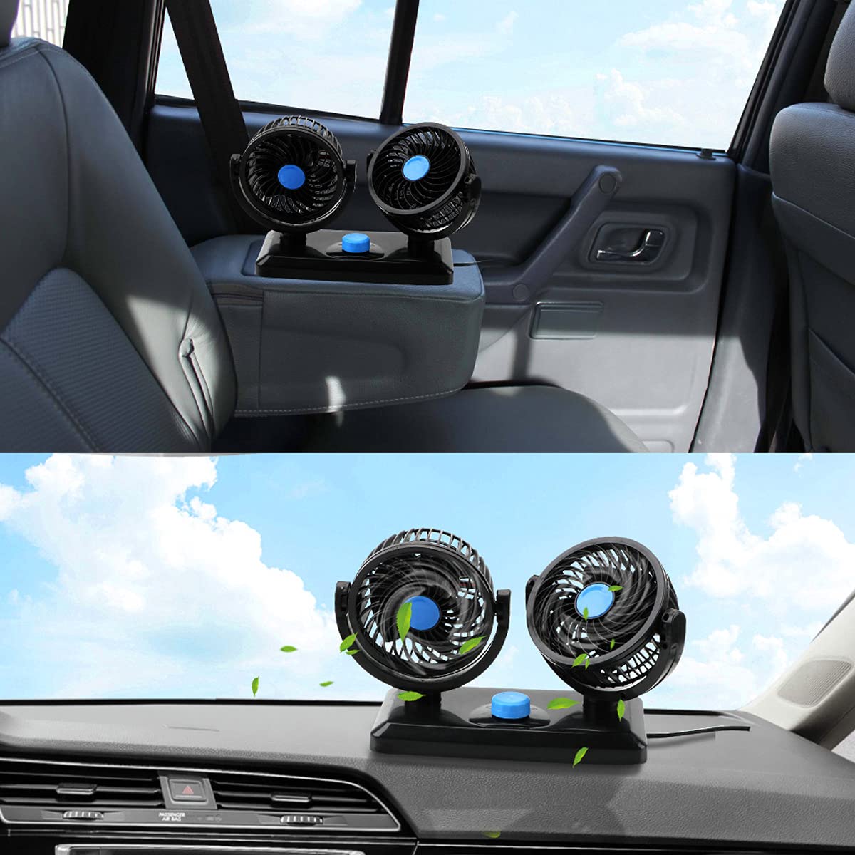 Ventilador Doble para Carro 360° | Potente y Silencioso