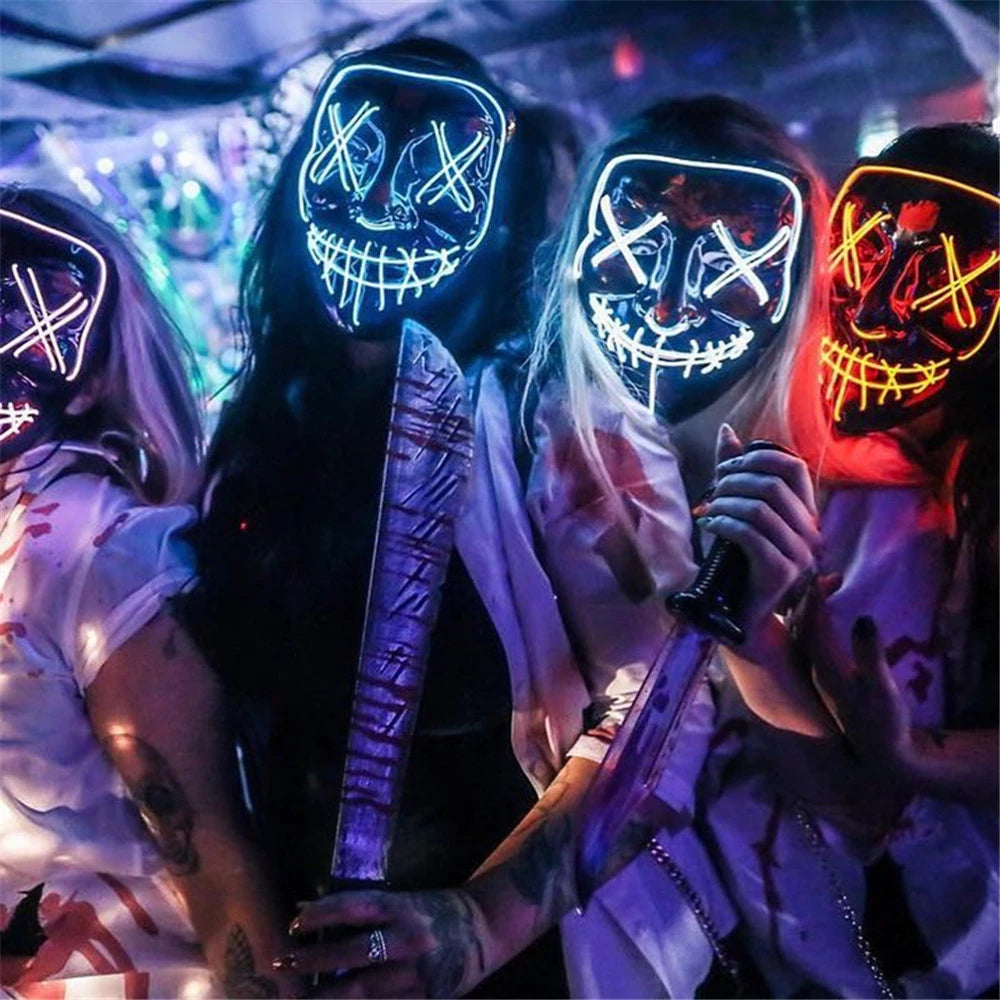 Máscara LED Neón Halloween 🎃 | Terror y Estilo Único + Regalo