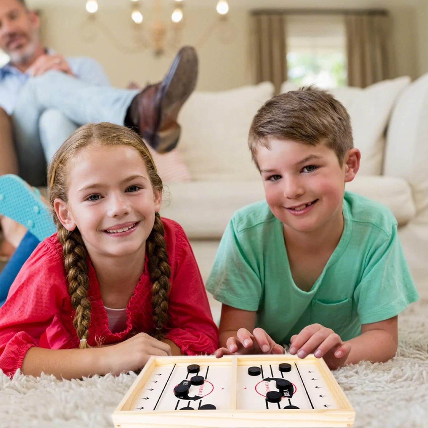 Juego de Mesa Hockey de Madera | Fast Sling Puck 2 Jugadores – Diversión Rápida para Niños y Adultos