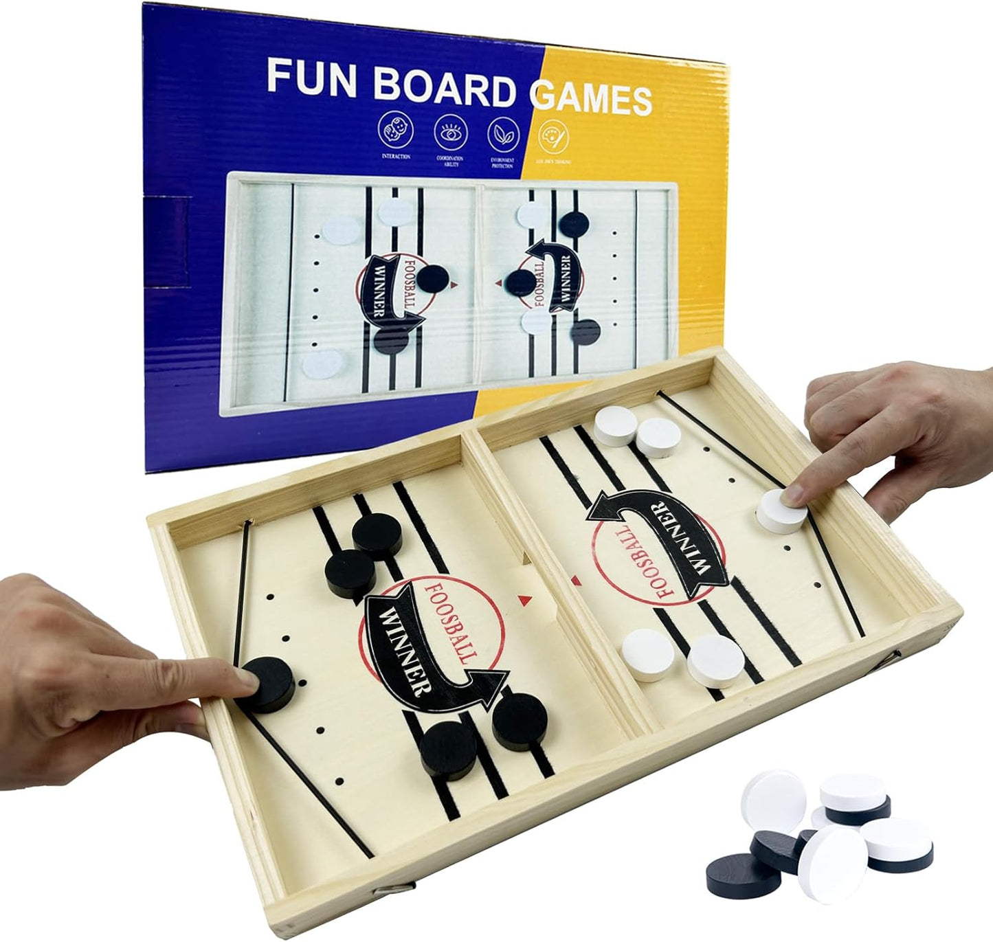 Juego de Mesa Hockey de Madera | Fast Sling Puck 2 Jugadores – Diversión Rápida para Niños y Adultos