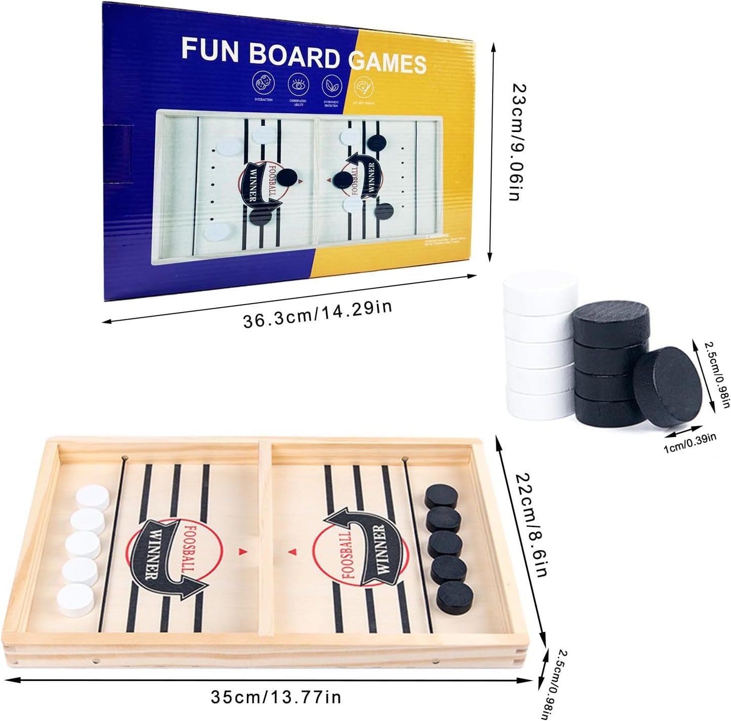 Juego de Mesa Hockey de Madera | Fast Sling Puck 2 Jugadores – Diversión Rápida para Niños y Adultos