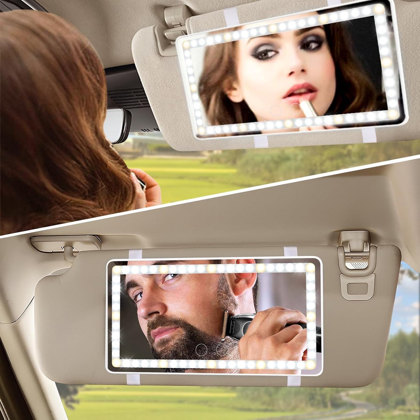 Espejo LED de Maquillaje para Auto – Iluminación Profesional en Cualquier Lugar