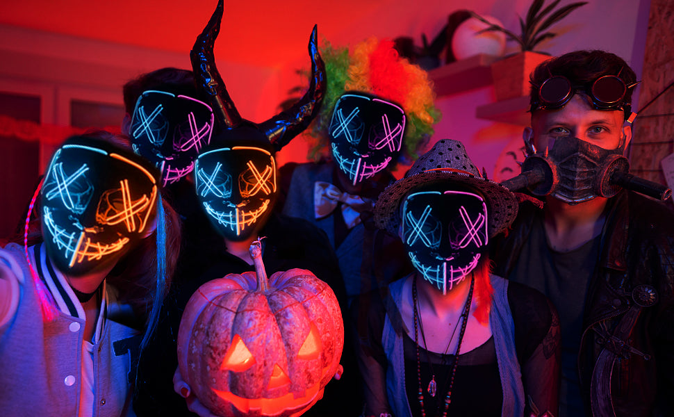 Máscara LED Neón Halloween 🎃 | Terror y Estilo Único + Regalo