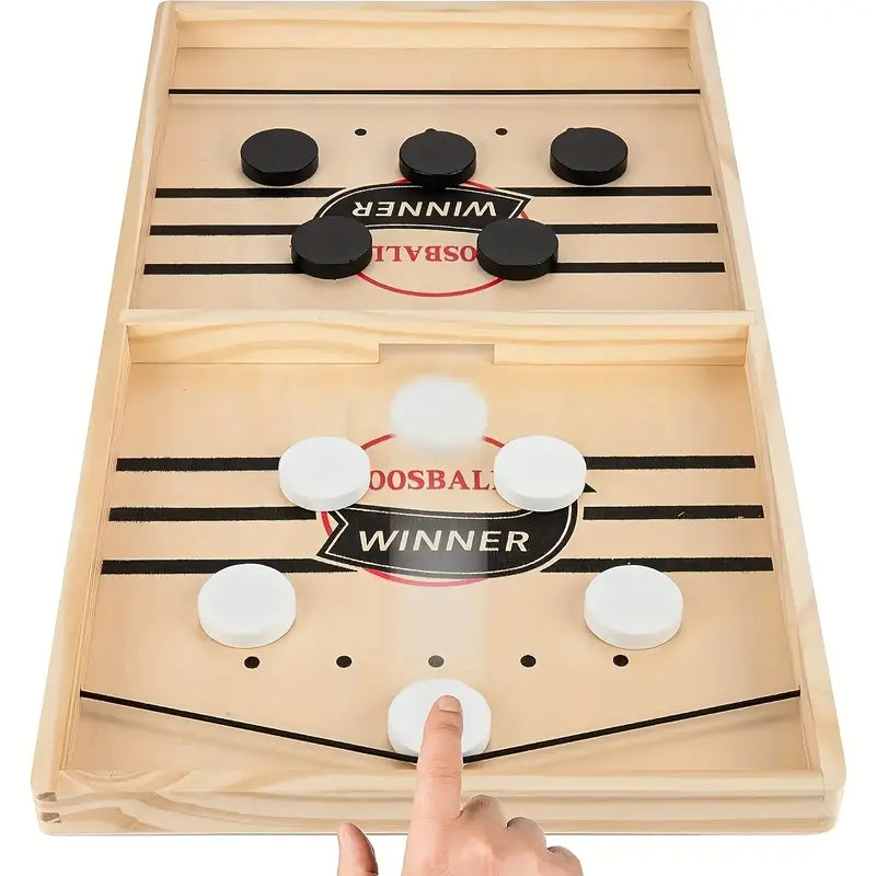 Juego de Mesa Hockey de Madera | Fast Sling Puck 2 Jugadores – Diversión Rápida para Niños y Adultos