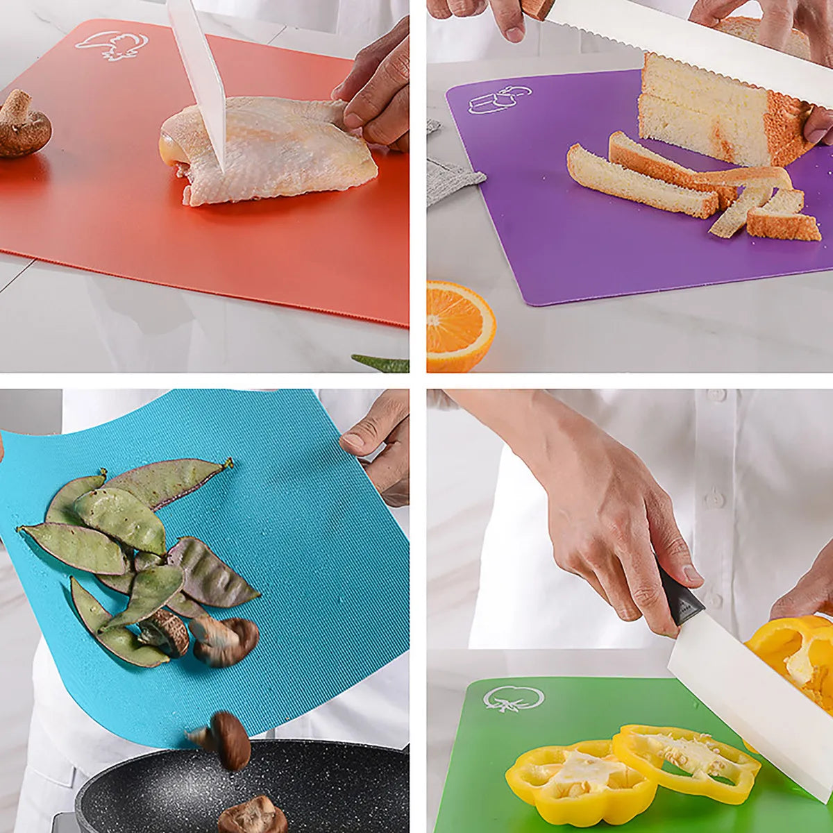 Juego de Tablas de Picar con Soporte | 4 Colores para Cocina Segura y Sin Contaminación