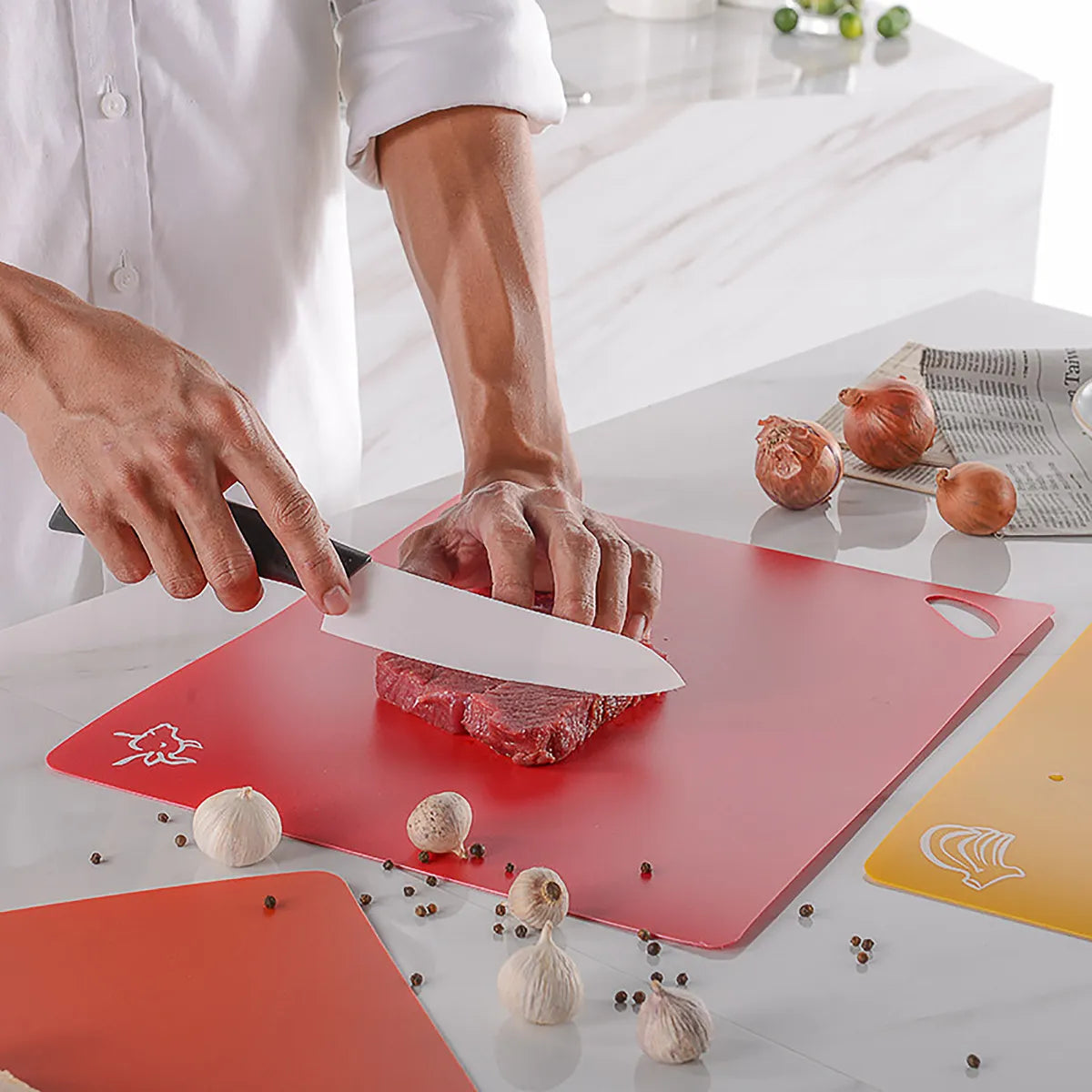 Juego de Tablas de Picar con Soporte | 4 Colores para Cocina Segura y Sin Contaminación