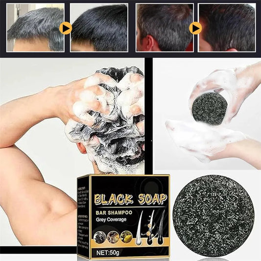 Black Soap™ – Shampoo en Barra para Cubrir Canas Naturalmente