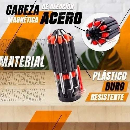 Destornillador 8 en 1 Multiusos con Luz LED 🔧 Práctico, Compacto y Plegable