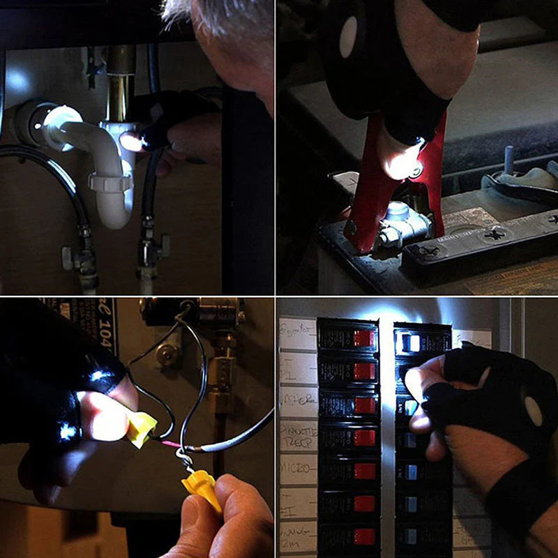 Pague 1 Lleve 2 Guantes con Luz LED Multipropósito – Ideal para Reparaciones, Pesca, Camping y Emergencias