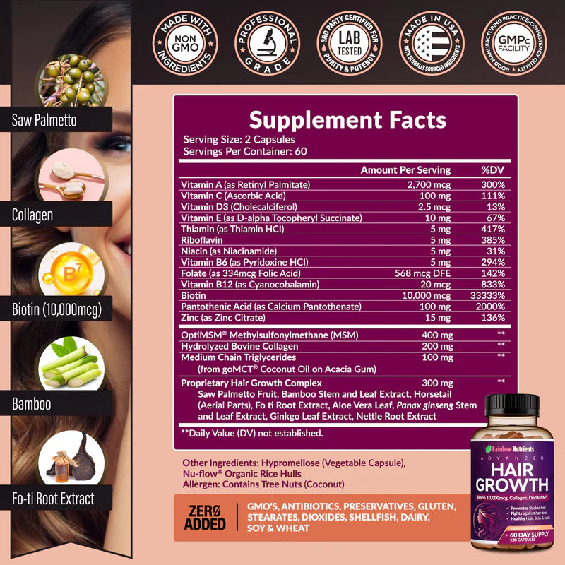 Rainbow Nutrients™ – Recupera tu Cabello Perdido y Hazlo Crecer Fuerte y Abundante