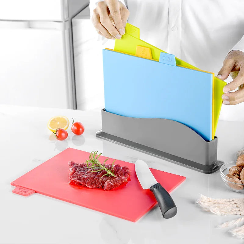 Juego de Tablas de Picar con Soporte | 4 Colores para Cocina Segura y Sin Contaminación