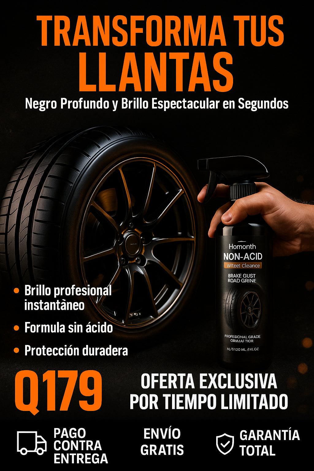 Restaurador de Llantas Profesional | Limpieza Profunda y Brillo Sin Ácido