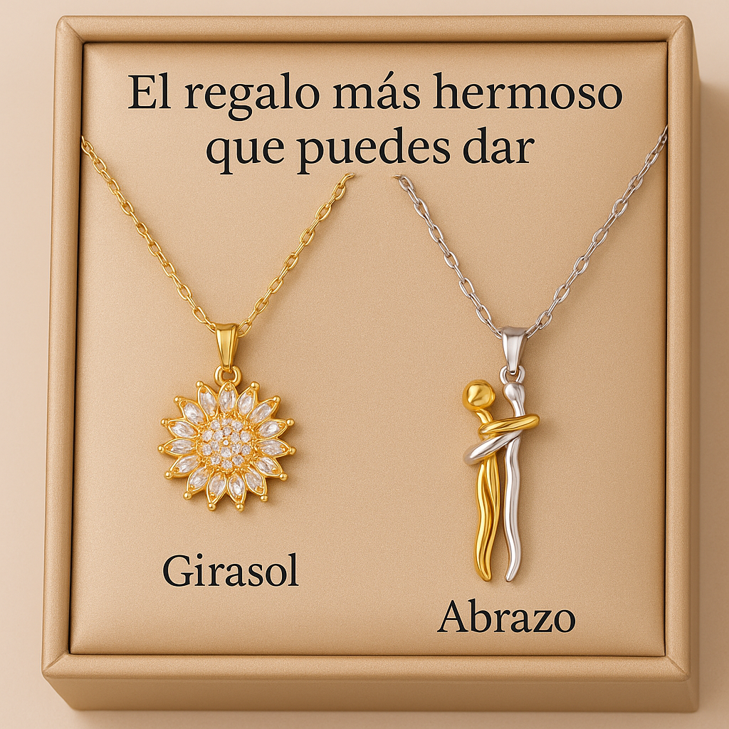 COMBO Collar Abrazo Infinito™ y Girasol Giratorio – Regalo Emotivo y Significativo | Envío en Guatemala