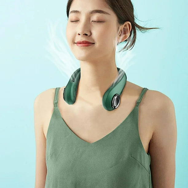 Ventilador de Cuello Portátil Sin Aspas | Refrigeración Inteligente 360° para Verano, Ejercicio y Trabajo+ Envío GRATIS