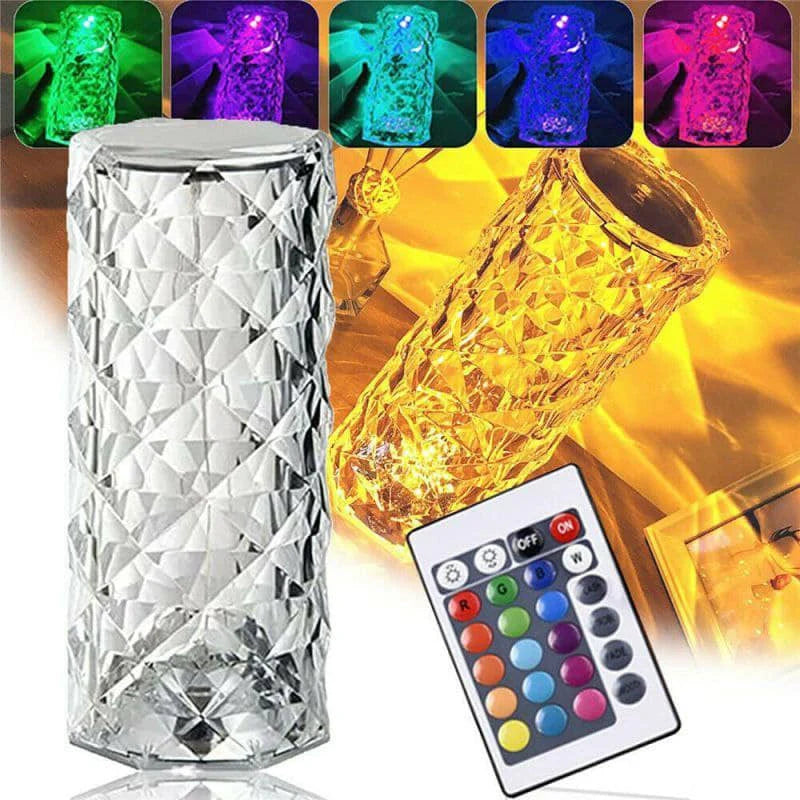 Lámpara LED Decorativa Efecto Cristal – 16 Colores, Recargable y con Control Remoto 💎