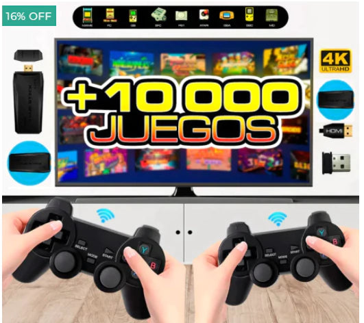 Game Stick Lite 64GB – 10,000 Juegos Retro + 9 Emuladores