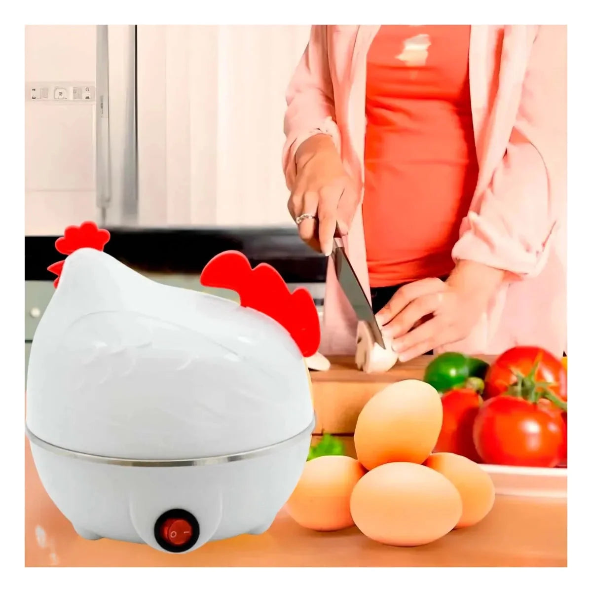Hervidor de Huevos Eléctrico en Forma de Pollo | Cocina Rápida para 7 Huevos al Vapor o Duros