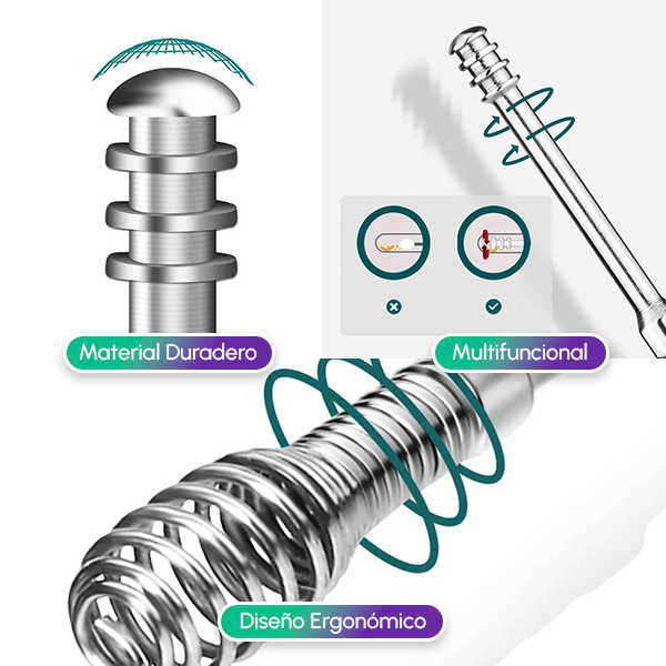 Limpiador de Oídos Profesional de Acero Inoxidable | Kit 6 en 1 Anticerumen Seguro y Reutilizable + Envío GRATIS
