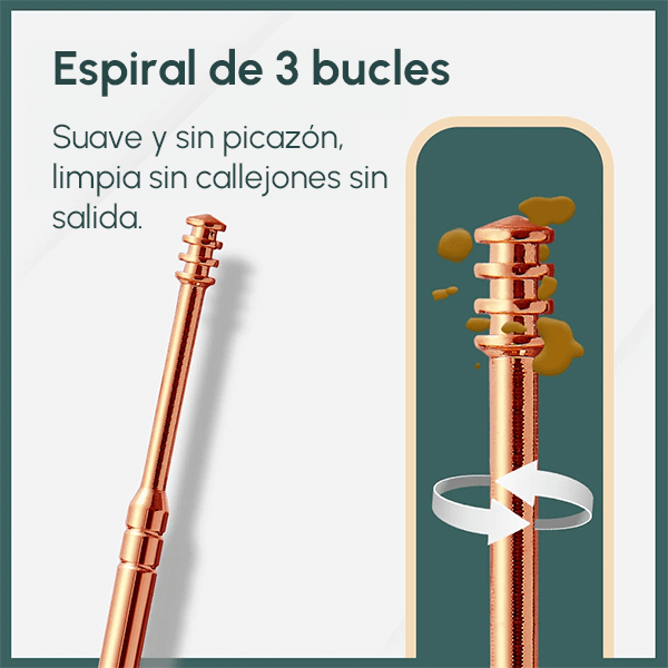 Limpiador de Oídos Profesional de Acero Inoxidable | Kit 6 en 1 Anticerumen Seguro y Reutilizable + Envío GRATIS