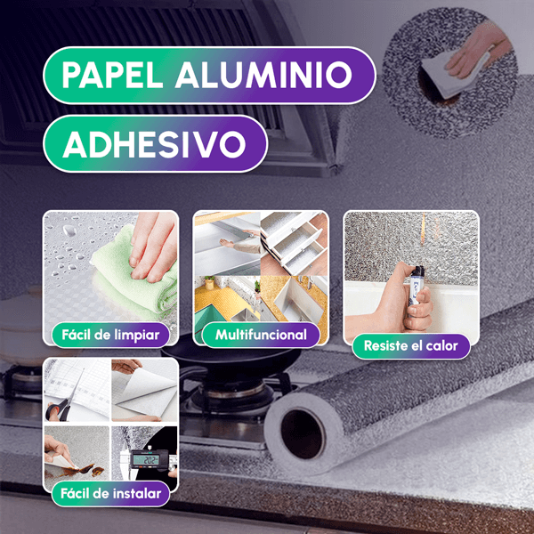 PAGA 1 LLEVE 3 ROLLOS DE PAPEL DE ALUMINIO ADHESIVO + REGALO