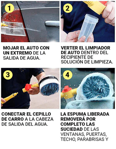 Cepillo de Lavado de Autos Giratorio | Alta Presión, Manguera Extensible y Multiusos + REGALO