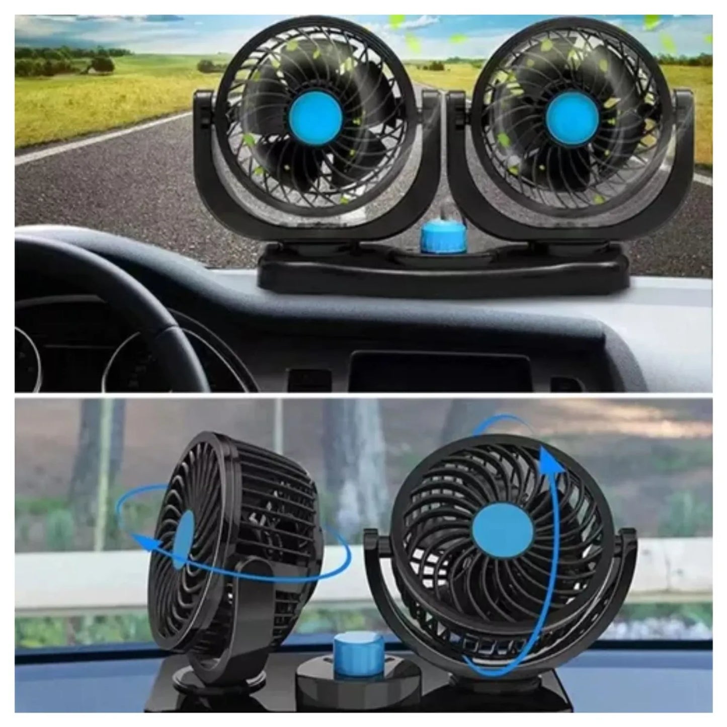Ventilador Doble para Carro 360° | Potente y Silencioso