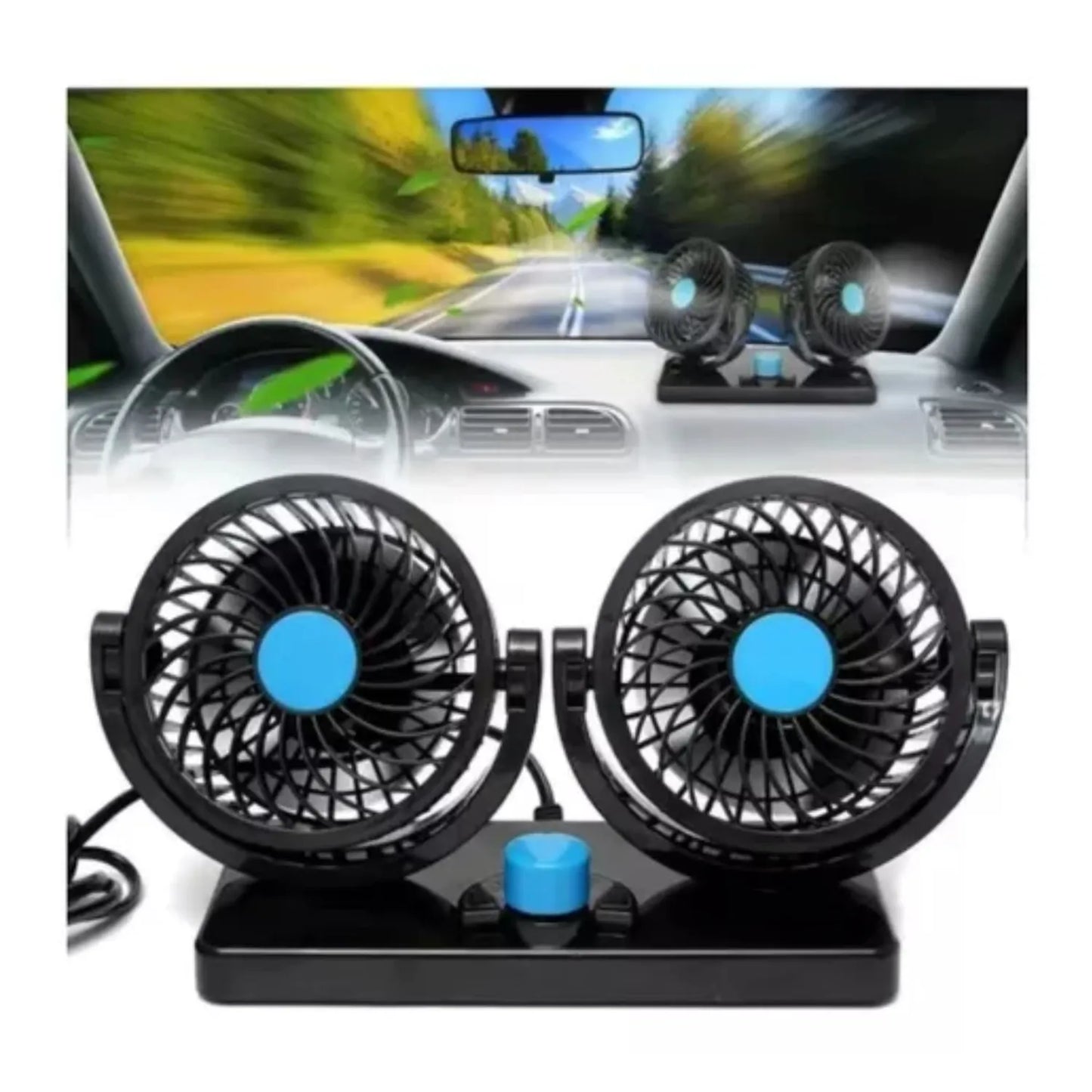 Ventilador Doble para Carro 360° | Potente y Silencioso