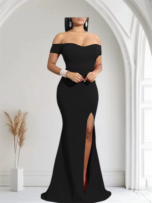 Vestido Elegante de Noche – Blanco, Rojo y Negro | Estilo Sofisticado