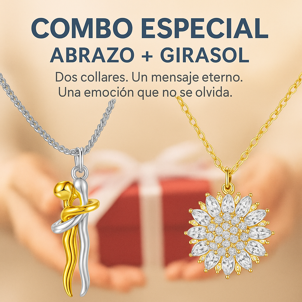 COMBO Collar Abrazo Infinito™ y Girasol Giratorio – Regalo Emotivo y Significativo | Envío en Guatemala