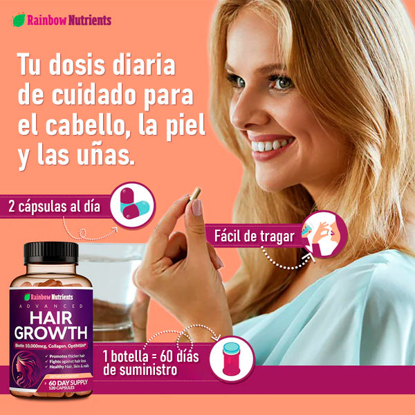 Rainbow Nutrients™ – Recupera tu Cabello Perdido y Hazlo Crecer Fuerte y Abundante
