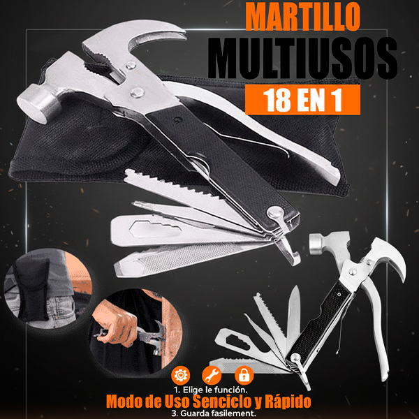 Martillo Multiusos 18 en 1: La Herramienta Esencial para Cada Tarea | ¡Tu Solución Todo en Uno!