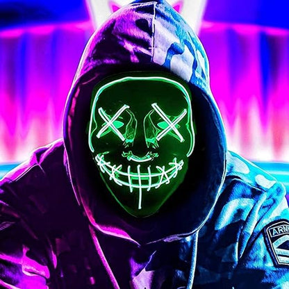 Máscara LED Neón de Carnaval | ¡Brillá con Estilo Único! + OBSEQUIO