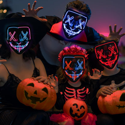 Máscara LED Neón Halloween 🎃 | Terror y Estilo Único + Regalo