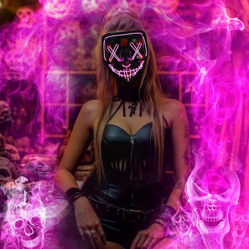 Máscara LED Neón Halloween 🎃 | Terror y Estilo Único + Regalo