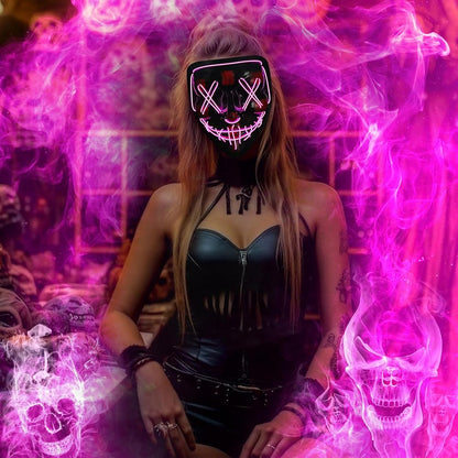 Máscara LED Neón Halloween 🎃 | Terror y Estilo Único + Regalo