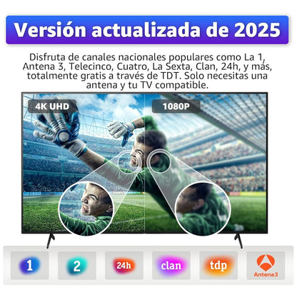 Antena TDT | TV Digital Ultra HD | Canales Gratis + REGALO
