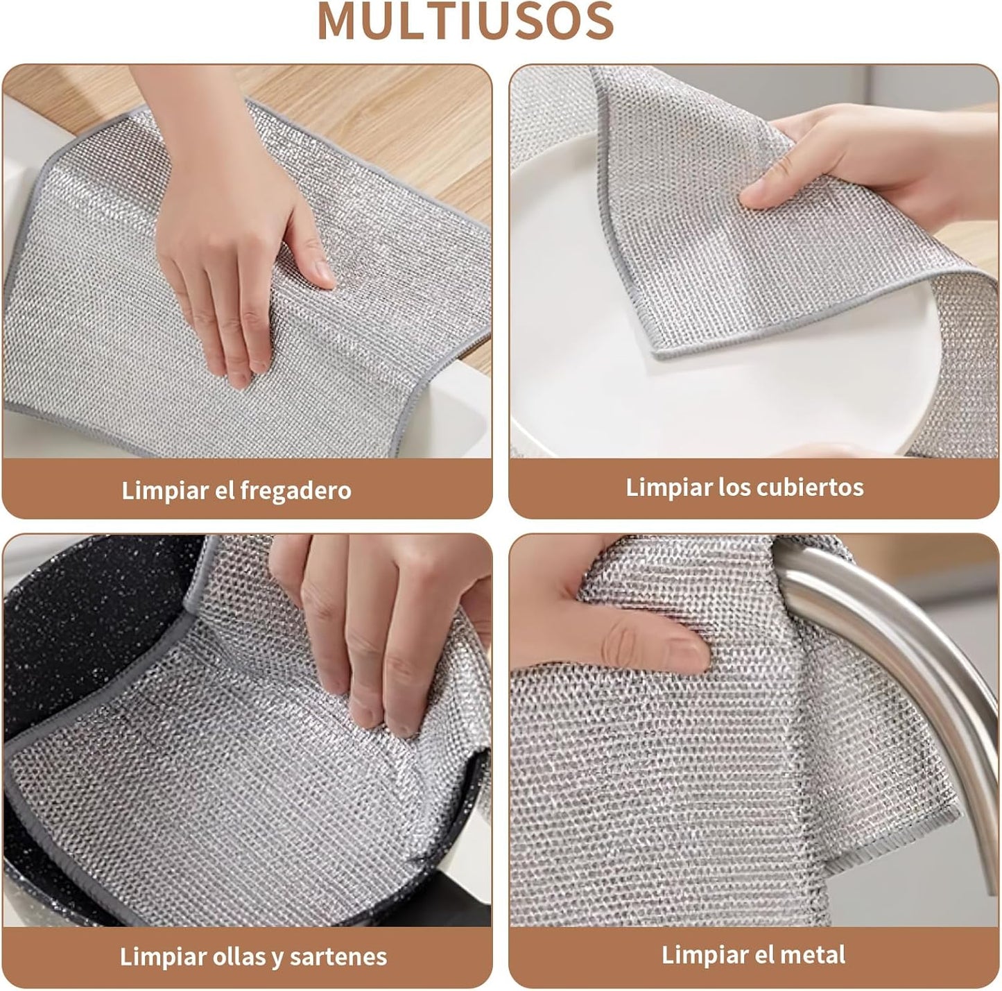 Trapos de Alambre Multiusos Antirayones | Limpieza Eficiente en Platos, Ollas y Más (Pack x5)