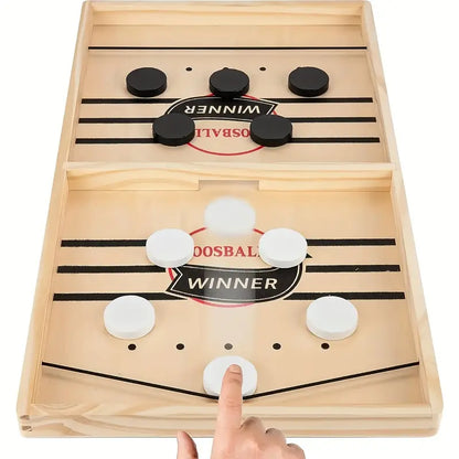 Juego de Mesa Hockey de Madera | Fast Sling Puck 2 Jugadores – Diversión Rápida para Niños y Adultos