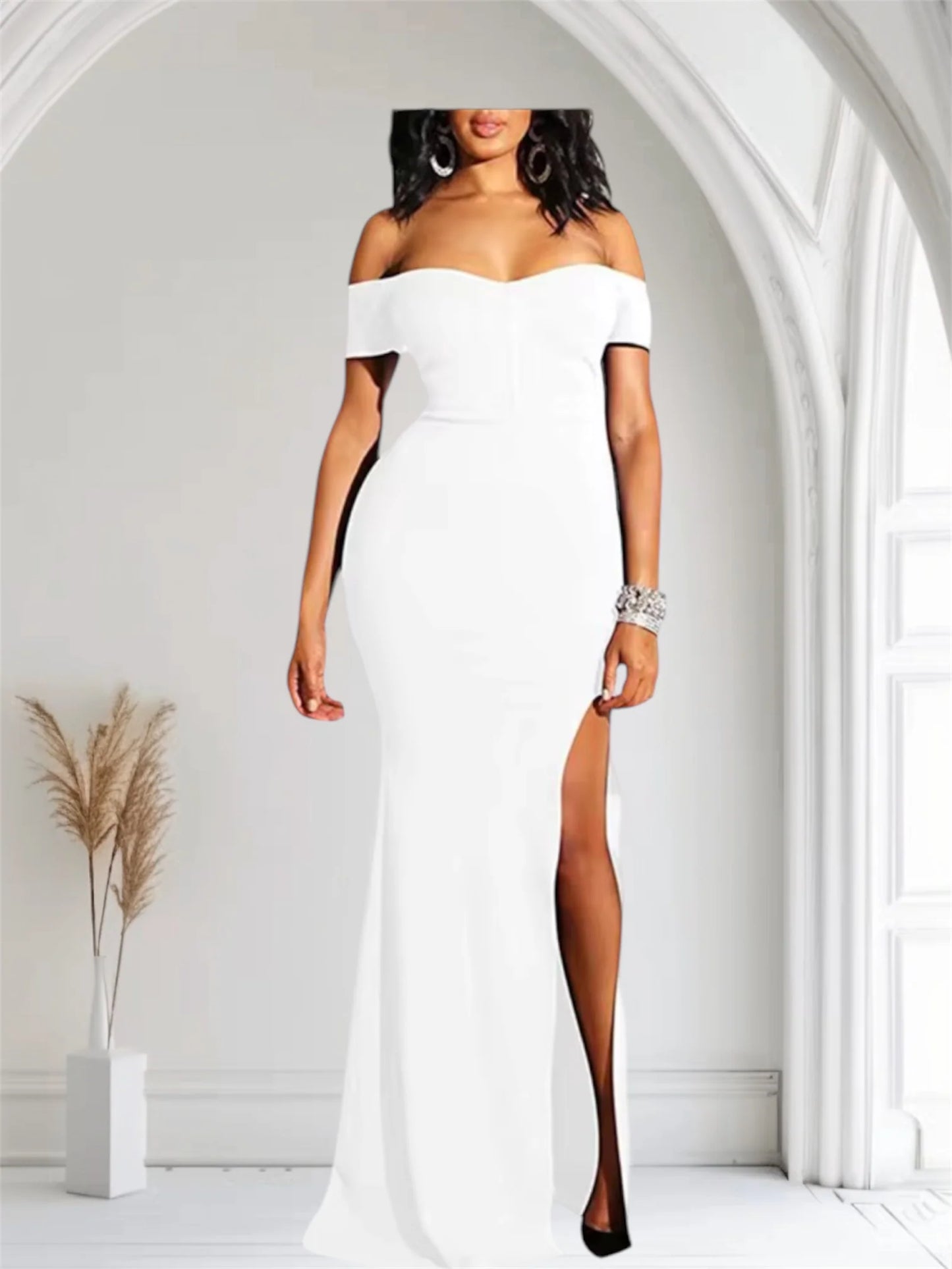 Vestido Elegante de Noche – Blanco, Rojo y Negro | Estilo Sofisticado