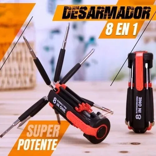Destornillador 8 en 1 Multiusos con Luz LED 🔧 Práctico, Compacto y Plegable