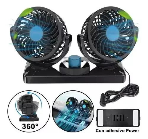 Ventilador Doble para Carro 360° | Potente y Silencioso