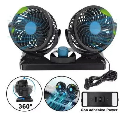 Ventilador Doble para Carro 360° | Potente y Silencioso