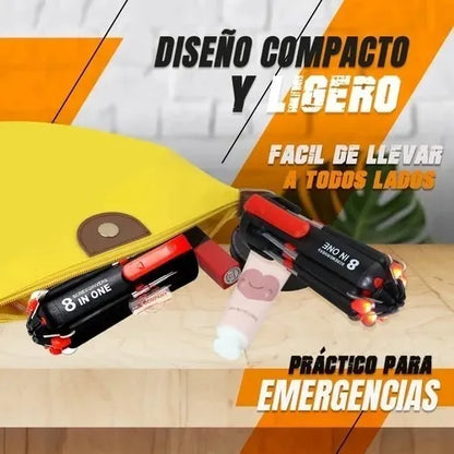 Destornillador 8 en 1 Multiusos con Luz LED 🔧 Práctico, Compacto y Plegable
