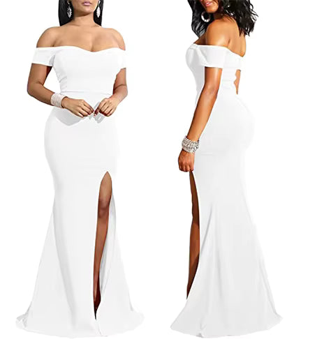 Vestido Elegante de Noche – Blanco, Rojo y Negro | Estilo Sofisticado