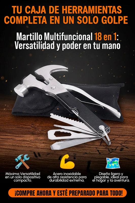 Martillo Multiusos 18 en 1: La Herramienta Esencial para Cada Tarea | ¡Tu Solución Todo en Uno!