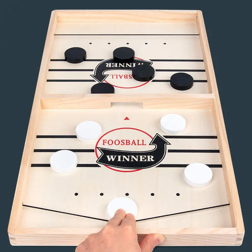 Juego de Mesa Hockey de Madera | Fast Sling Puck 2 Jugadores – Diversión Rápida para Niños y Adultos